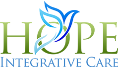a logo for hope integrative care with a bird and leaves .