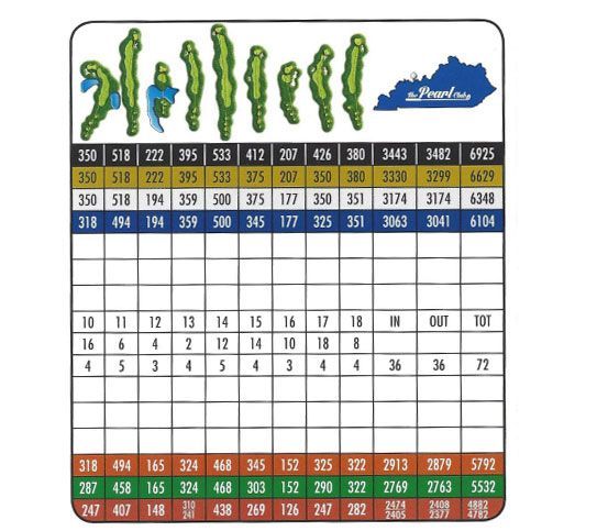 A scorecard for a golf game with a few numbers on it