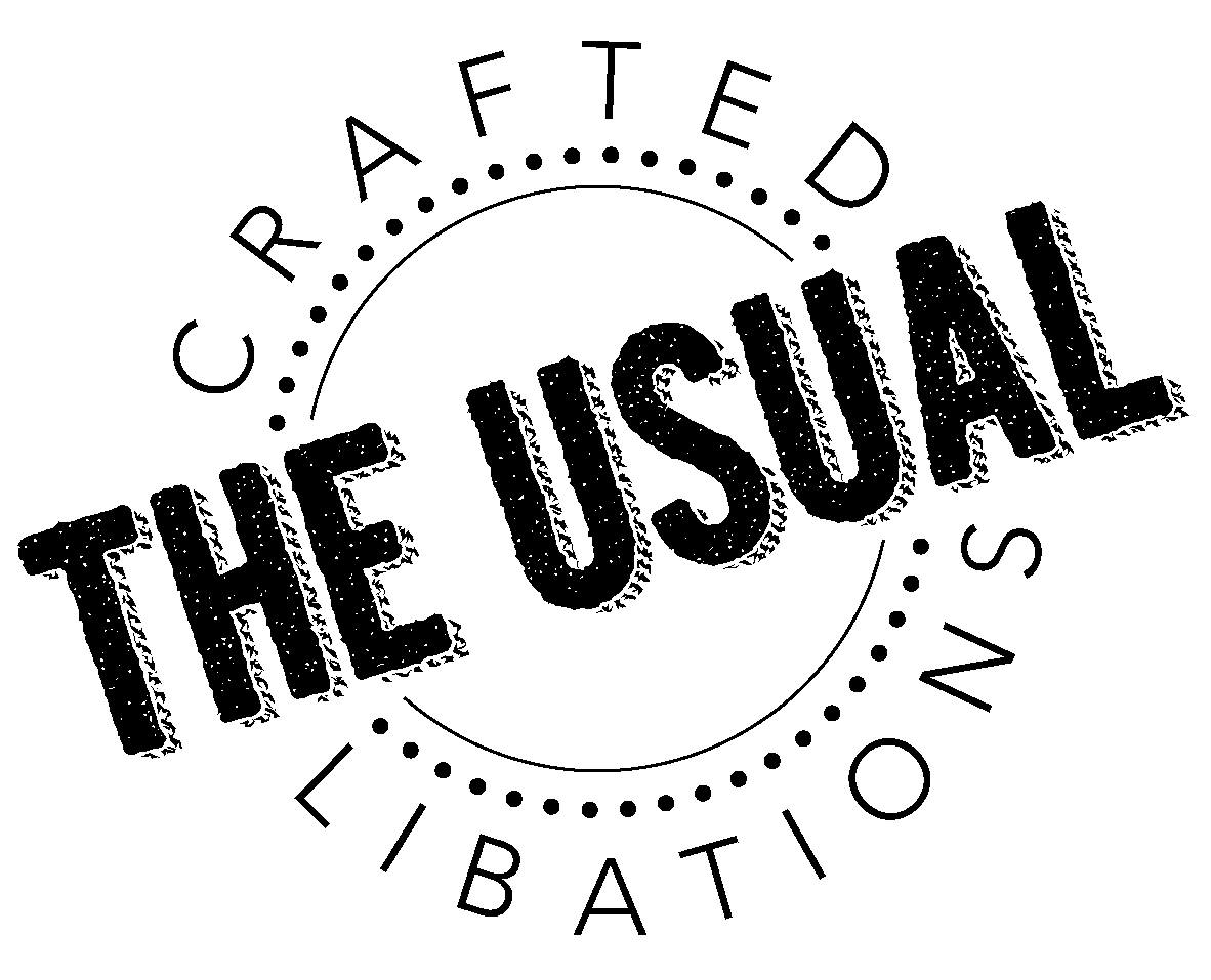 A black and white logo for crafted the usual libations