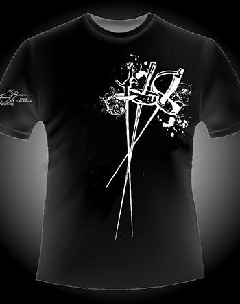 3 weapon themed t-shirt