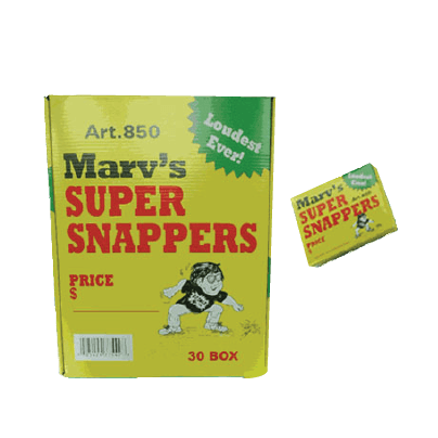 A box of mary 's super snappers with a smaller box next to it