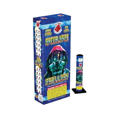 A box of fireworks with a picture of a zombie on it.