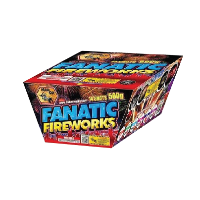 A box of fanatic fireworks on a white background.