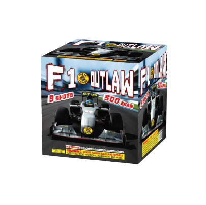 A box of f1 outlaw fireworks with 9 shots