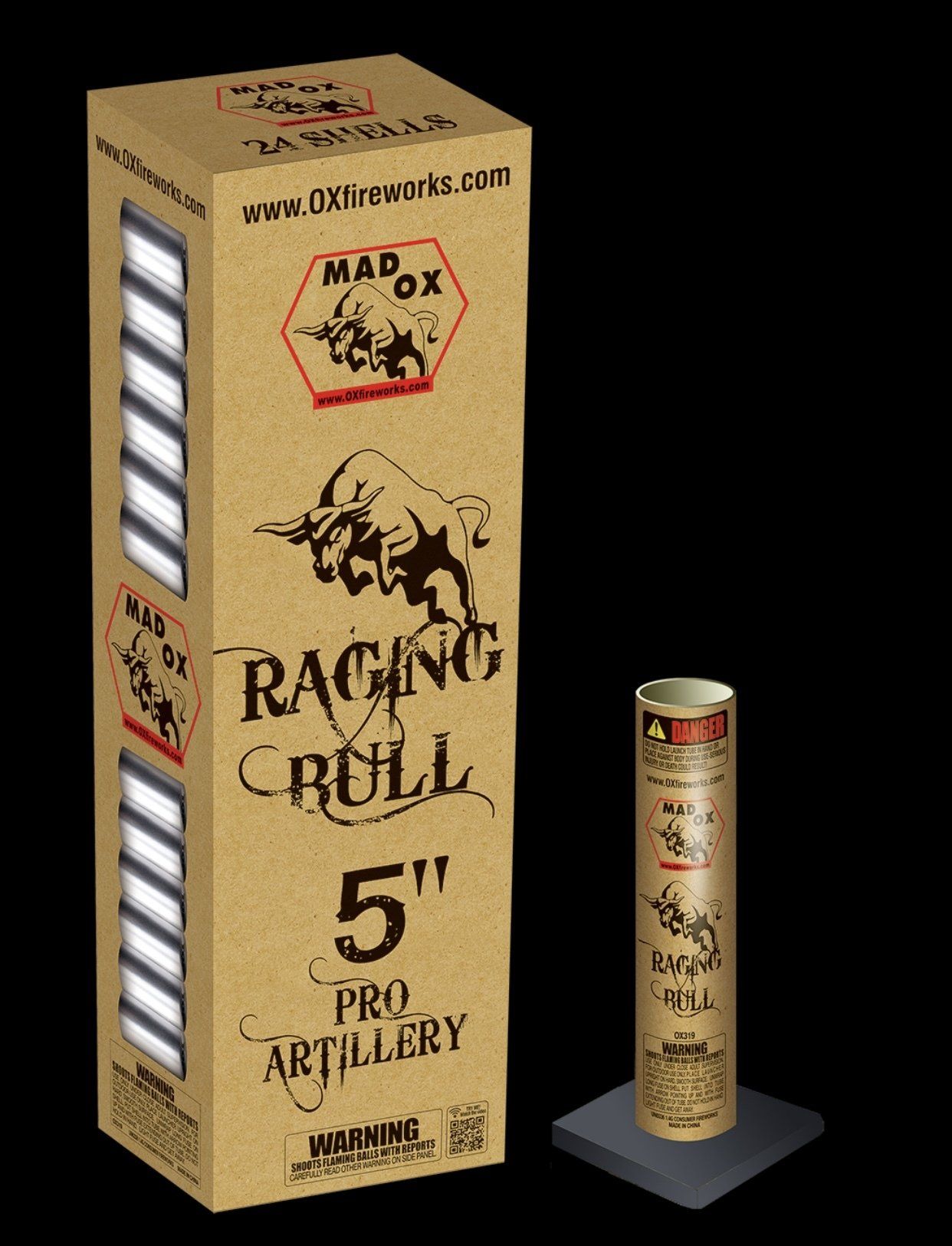 A box of racing crull 5 pro artillery fireworks
