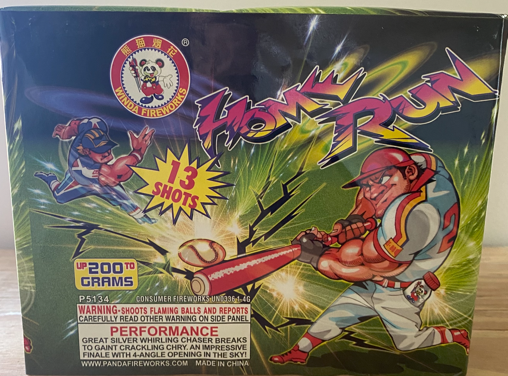 A box of monkey run fireworks contains 13 shots