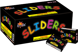 A box of colorful fireworks called sliders
