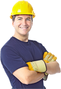 employee with hardhat on representing the company
