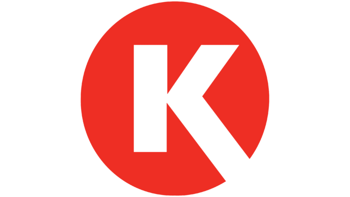 White letter K inside a red circle logo on a white background