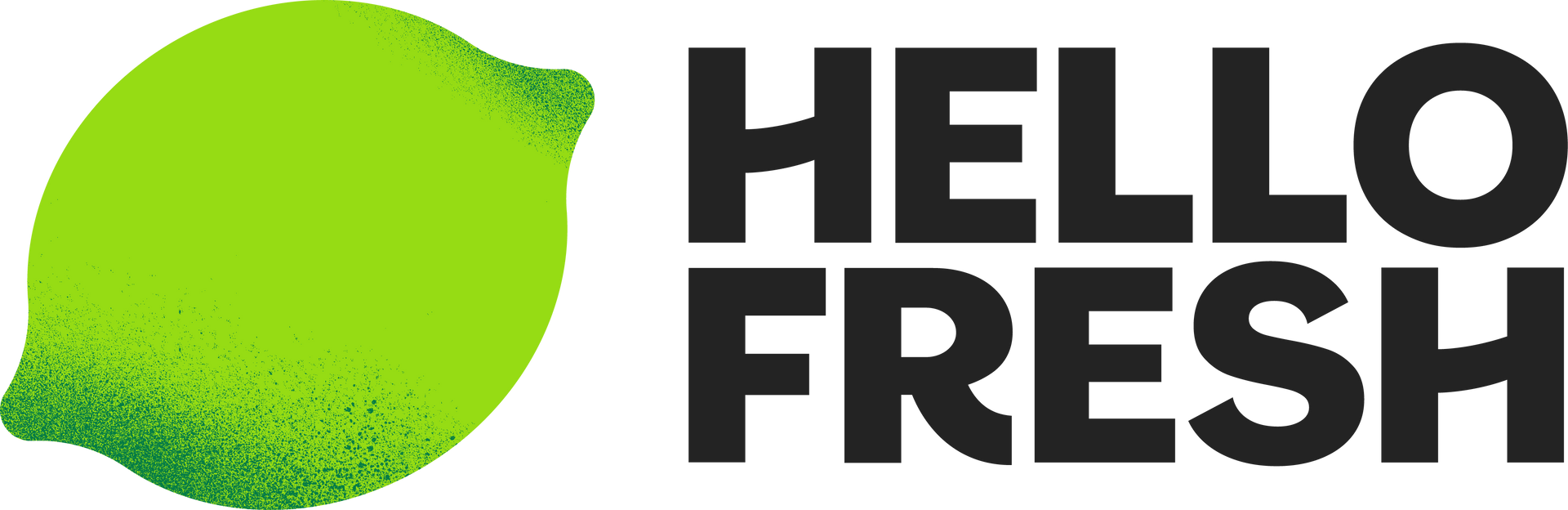 HelloFresh logo with a green lime-like circle and bold black text on white background