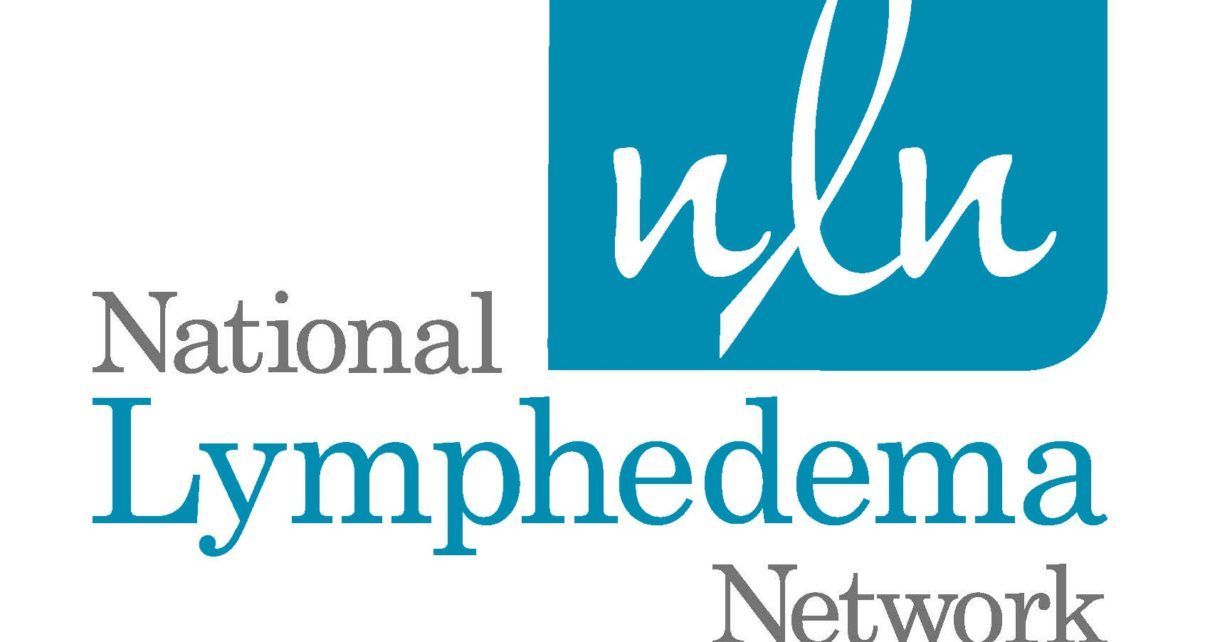 The logo for the national lymphedema network is blue and white.
