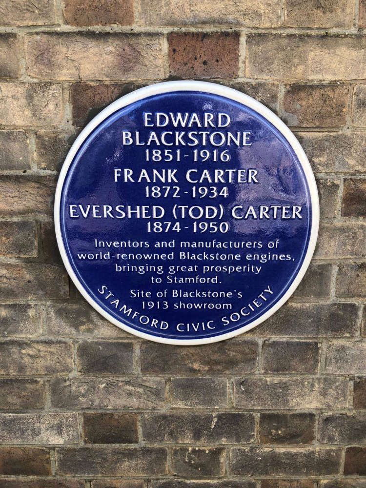 Blue plaque for Blackstone & Co showroom in Stamford
