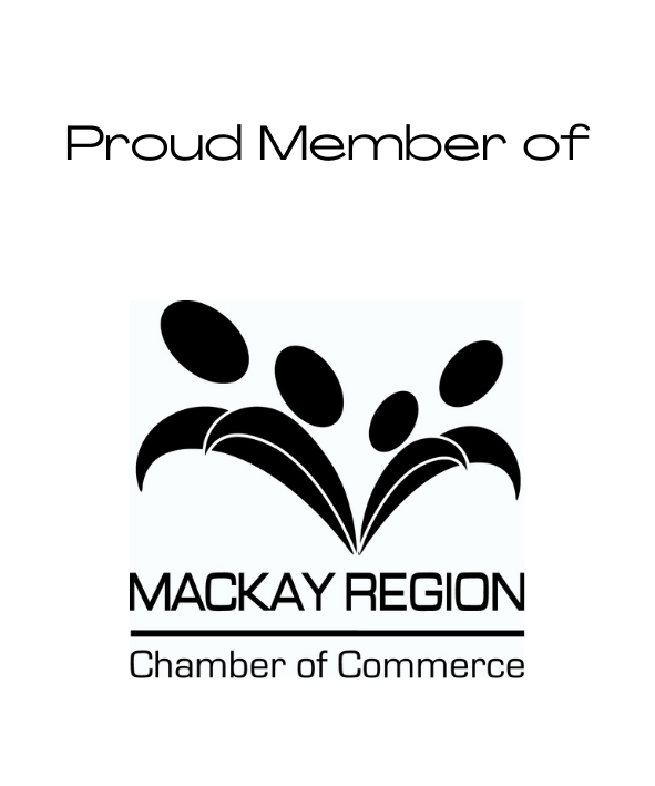 Mackay Region Chamber of Commerce member logo: black and white graphic of stylized people and text 