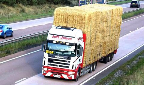Lorry carrying a haystack