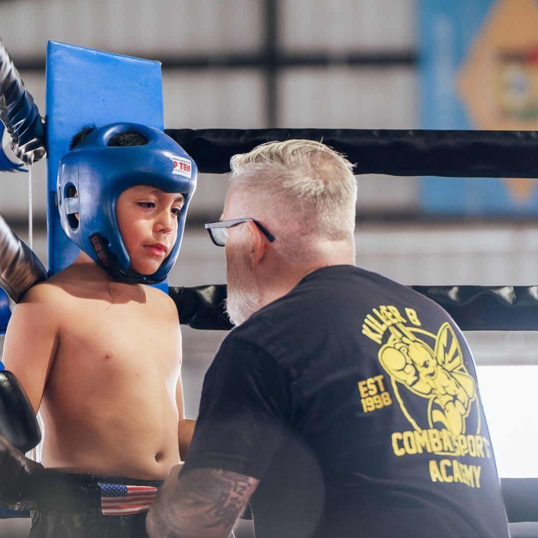 Kids practicing youth martial arts drills at Killer B Combat Academy in Oakhurst, NJ, building focus