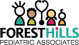 Forest Hills Pediatric Associates logo with stylized children and stethoscope.