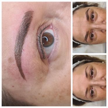 Primo piano di una testa dalla pelle scura con l'attaccatura dei capelli modellata con uno strumento di precisione.