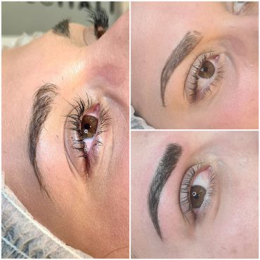 Primo piano di una testa dalla pelle scura con l'attaccatura dei capelli modellata con uno strumento di precisione.