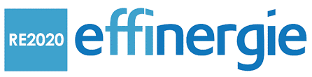 Un logo bleu et blanc pour re2020 effnergie