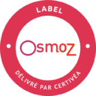 Un cercle rouge avec le mot osmoz à l'intérieur