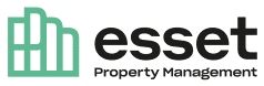 Le logo de esset property management est vert et noir.