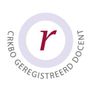 CRKBO-geregistreerd docentenlogo: witte ring, bordeauxrode