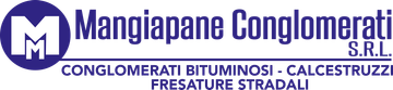 Logo di Mangiapane Conglomerati SRL in blu scuro, con un'icona stilizzata 