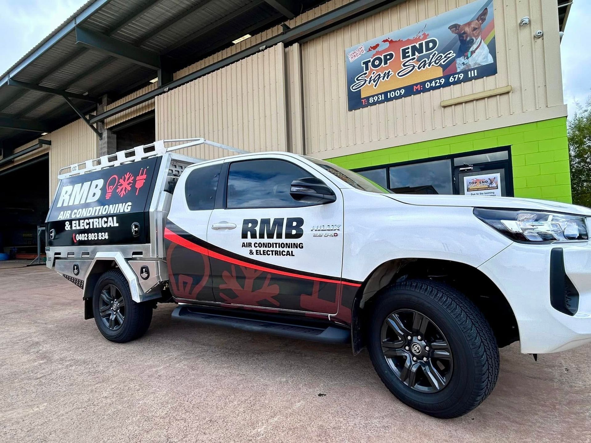 White Work Truck with Company Logo — RMB Air Conditioning & Electrical in Winnellie, NT