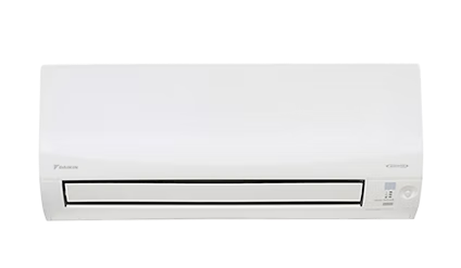 White Wall-Mounted Air Conditioner Unit on A White Wall, with Black Vents — RMB Air Conditioning & Electrical in Winnellie, NT