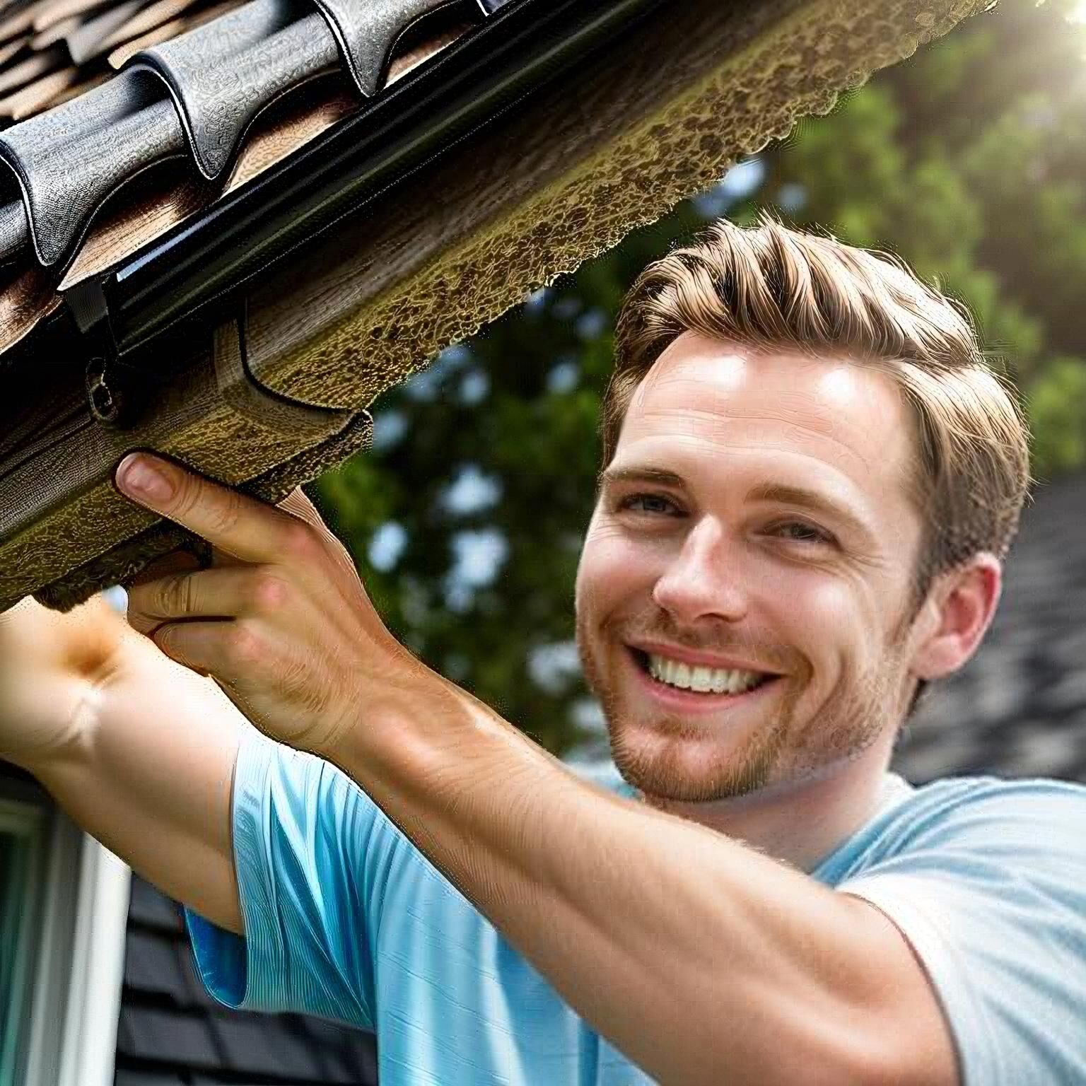 man holding gutter