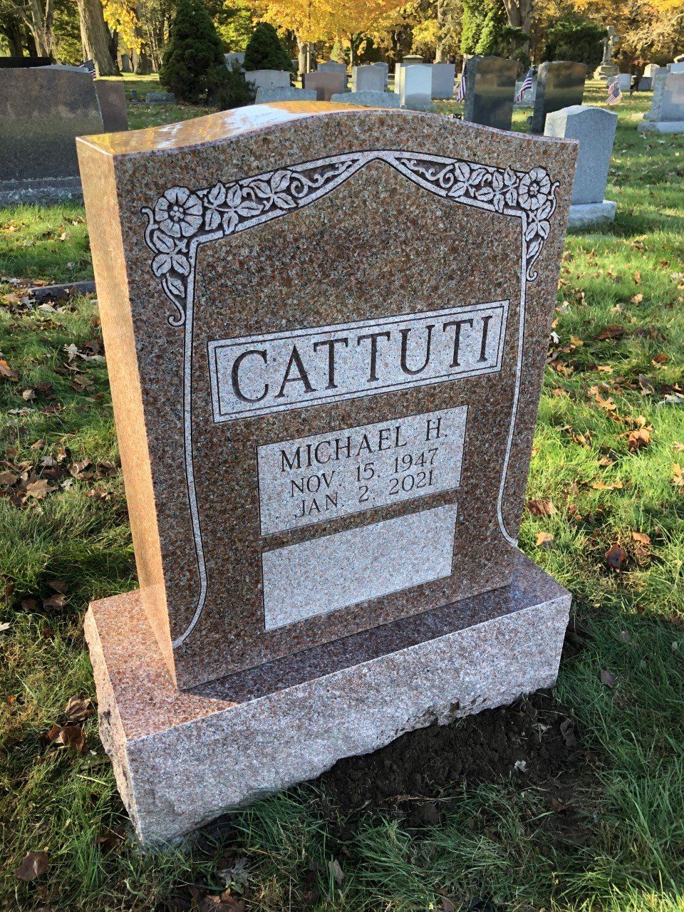 Cattuti Canadian Pink Polished 5 Single Upright Shape Carved Florals