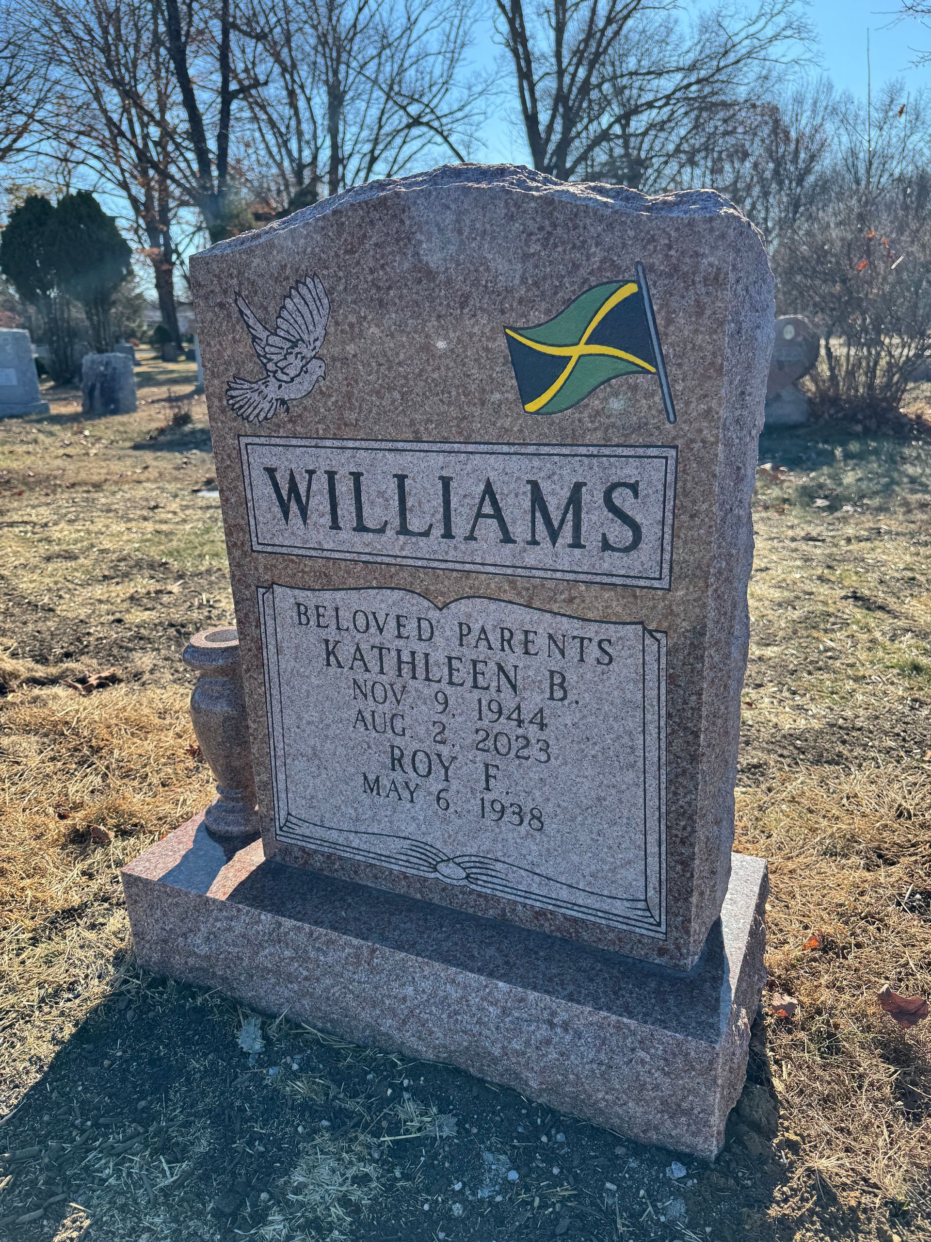 Williams North American Pink Jamaican Flag Painted, Vase, Serp Top, BRP Sides, Book Panel