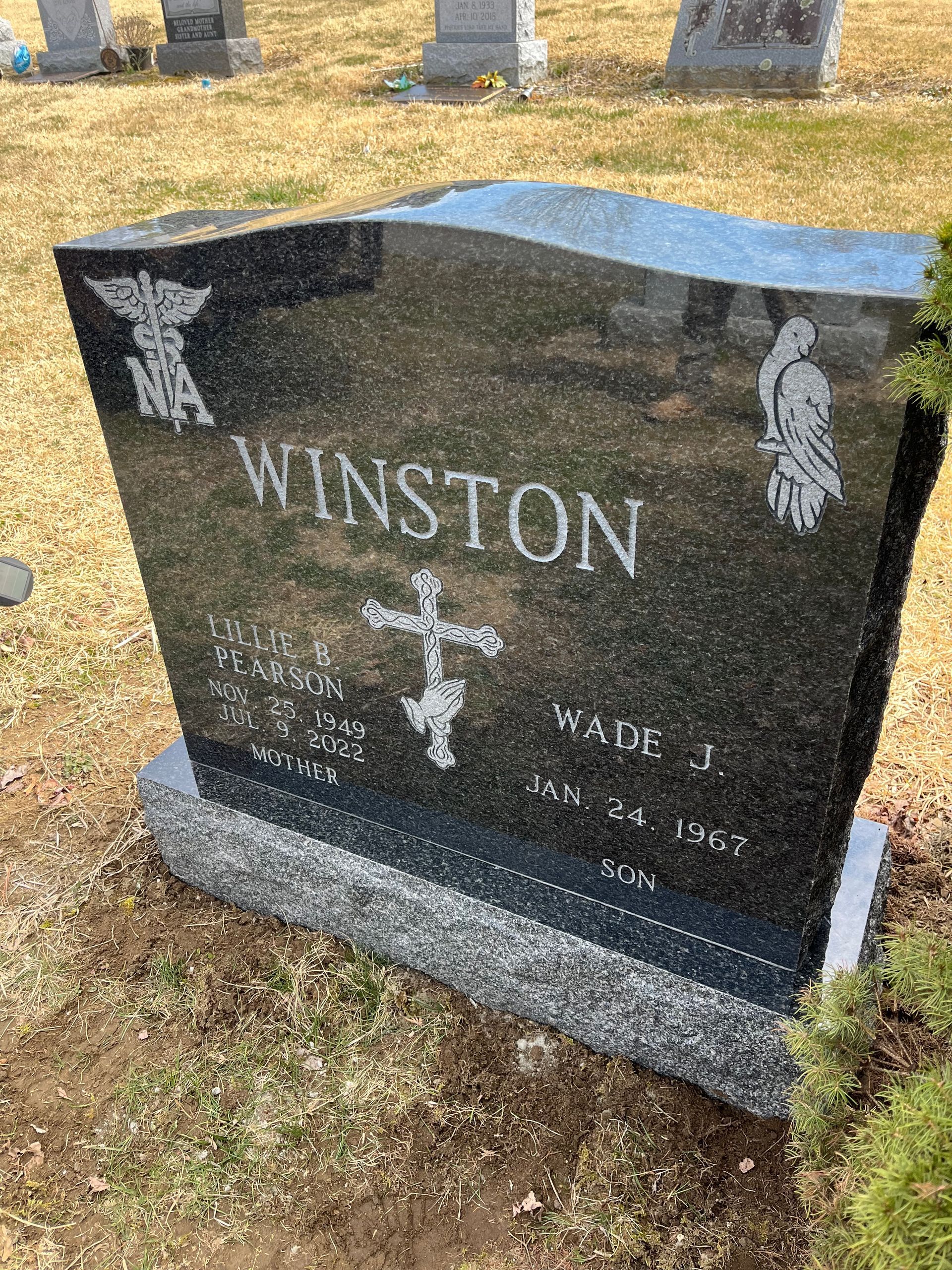 Winston Impala Black Granite Polished 3 Serp Top BRP Sides Skin Frosted Lettering Flat Carved Designs