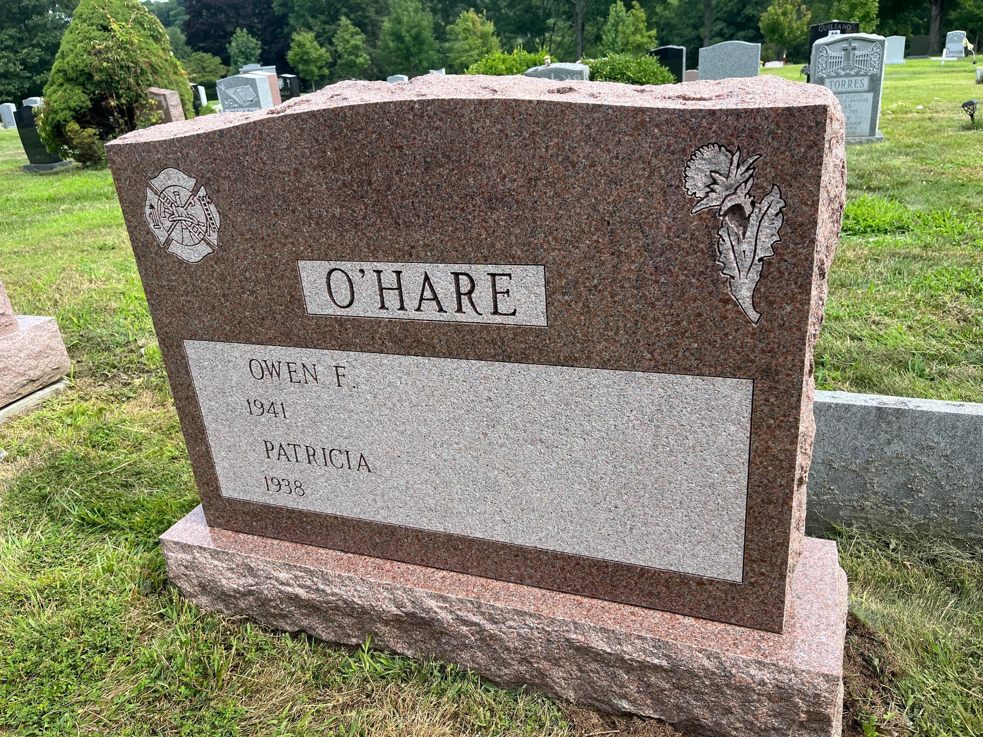 O'Hare North American Pink Double Wide Upright Flat Carved Floral Design Serp Top BRP Sides Polished 2