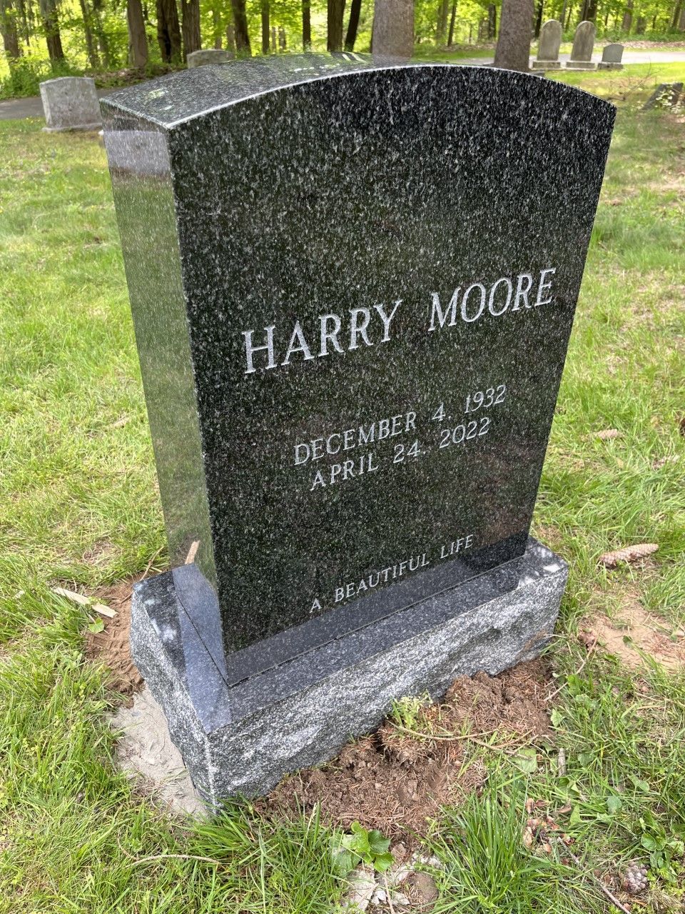 Moore Impala Black Single Upright Polished 5 Skin Frosted Lettering Oval Top