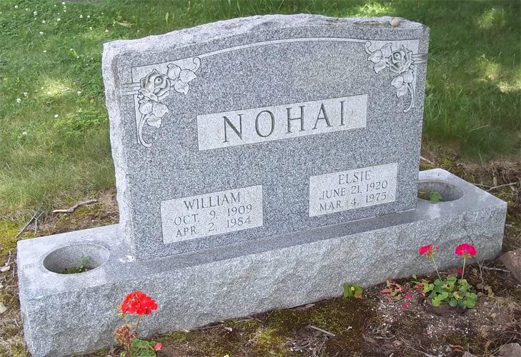 Nohai Barre Grey Double Wide Upright Polished 2 BRP Sides Serp Top Shape Carved Designs V Sunk Lettering