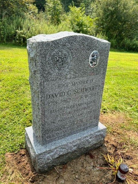 Schwartz Barre Grey Single Upright Porcelain Photo Flat Carved Designs Serp Top BRP Sides Polished 2