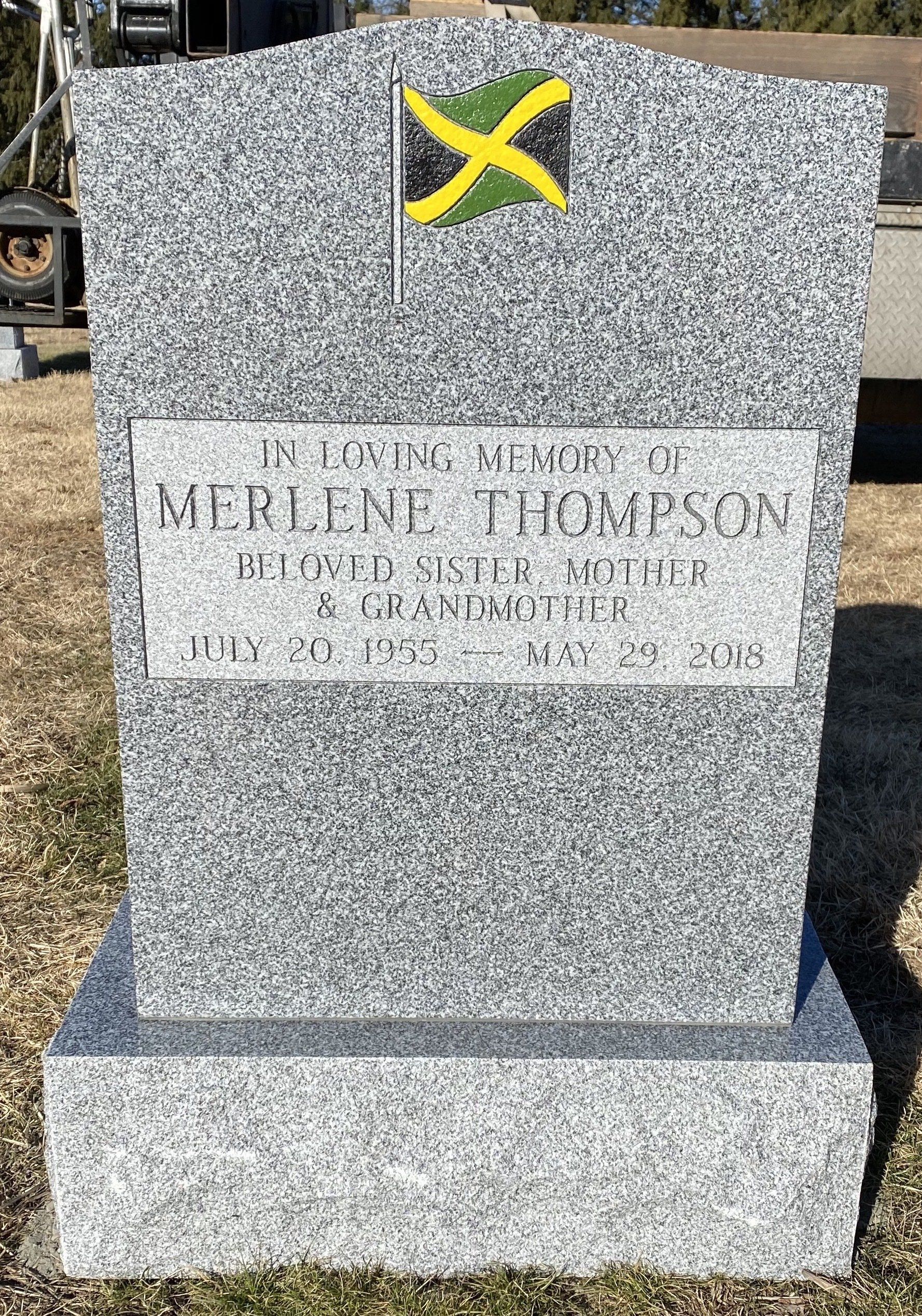 Thompson Barre Grey Polished 5 Painted Flag Single Upright Serp Top V Sunk Lettering