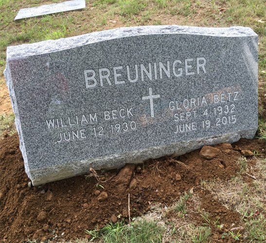 William Beck and Gloria Betz  Breuninger Gravestone — Bedford Village, NY — CJ Stones