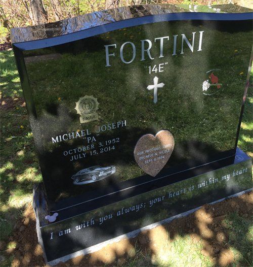 Side View of Michael Joseph Tombstone — Bedford Village, NY — CJ Stones