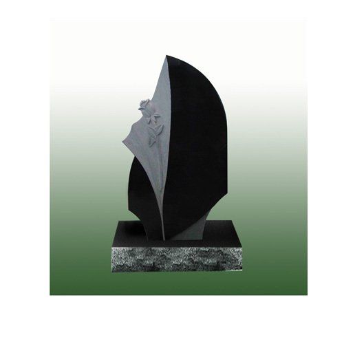 Black Color with Flower Headstone — Bedford Village, NY — CJ Stones