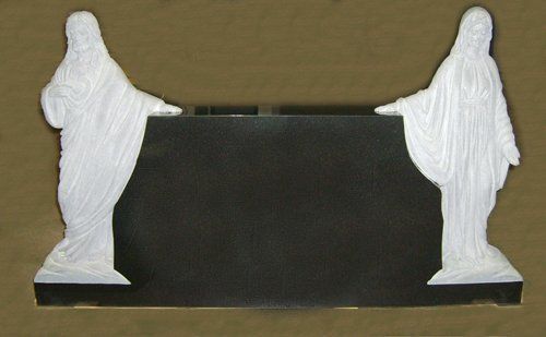 Headstone with Two Angel Besides — Bedford Village, NY — CJ Stones