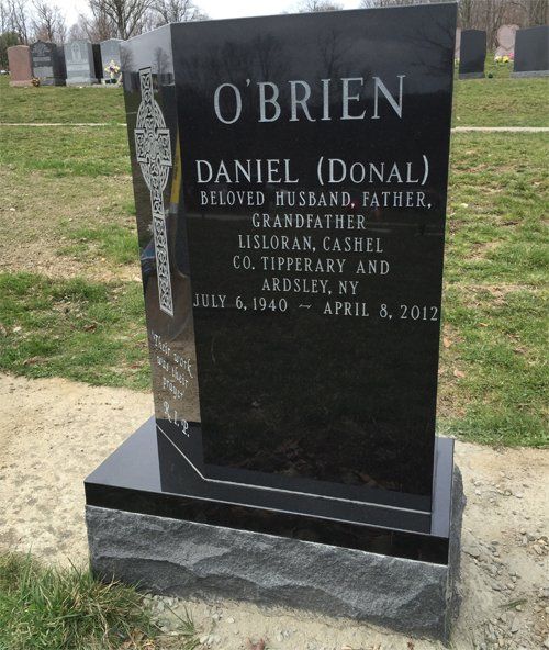 Daniel O'Brien Headstone — Bedford Village, NY — CJ Stones