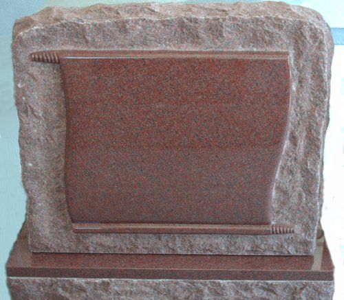 Red Blank Headstone Layout Design — Bedford Village, NY — CJ Stones