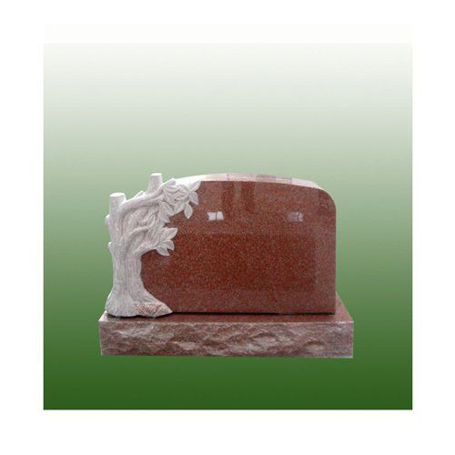 Red Headstone with Tree Print — Bedford Village, NY — CJ Stones