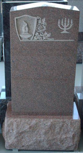 Reddish Hebrew Gravestone — Bedford Village, NY — CJ Stones