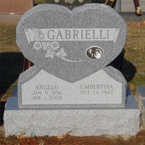 Gabrielli Barre Grey Granite Polished 2 BRP Sides Heart Shaped Porcelain Photo Shape Carved Designs Scroll Designs