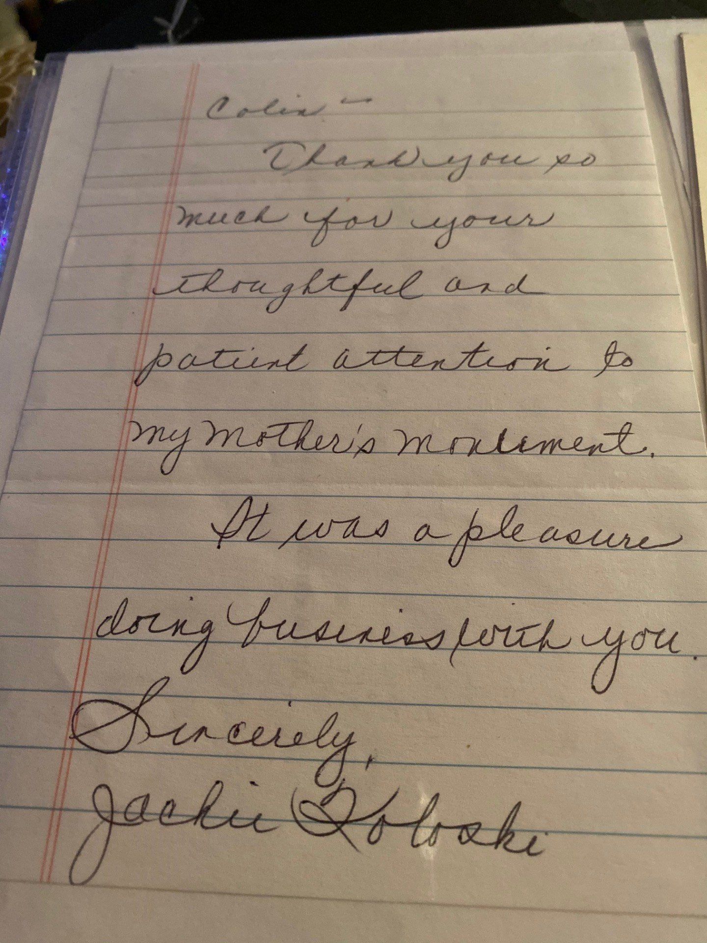 Testimonial about the Monument work that CJ Stones did.