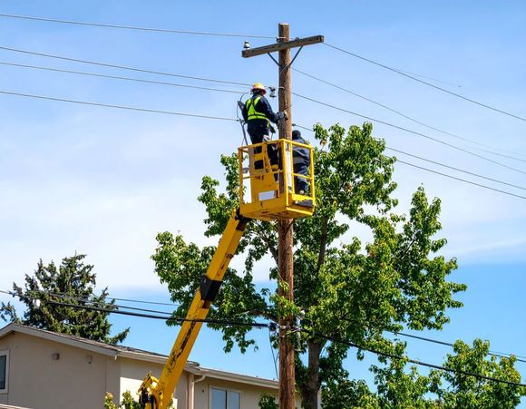 Tree Height Reduction To Avoid Risk Hitting Power Lines Of Residential Area in Boise Idaho