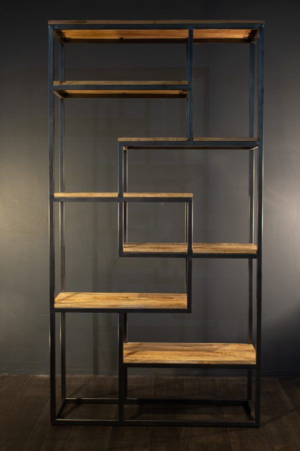 Boekenkast Alkmaar van Mangohout & Zwart Metaal – 180x40x90 cm